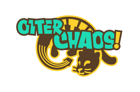 Sticker with "Otter Chaos!" and a icon of an otter with musical motifs on it.