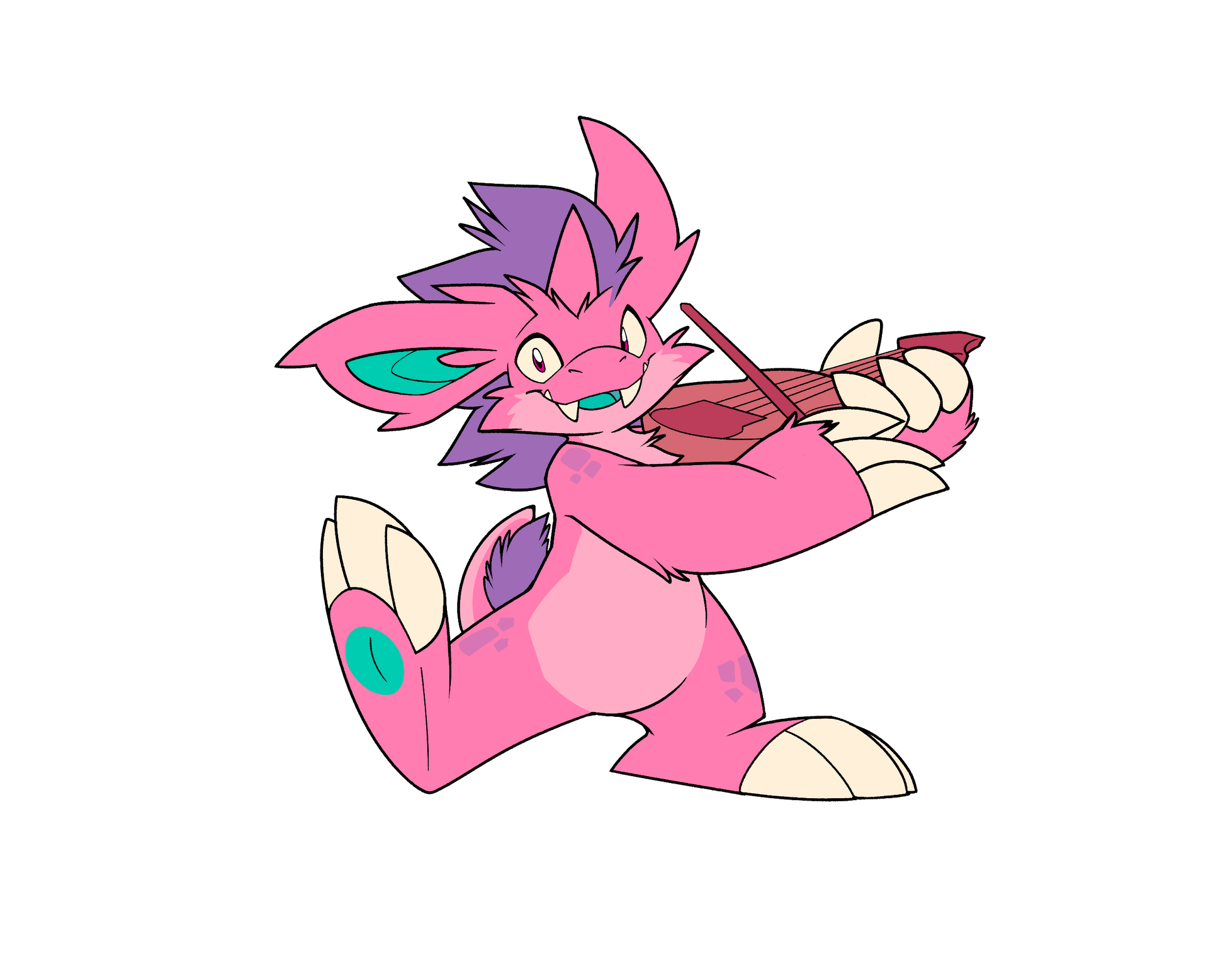 Sticker design of Rhubarb playing violin