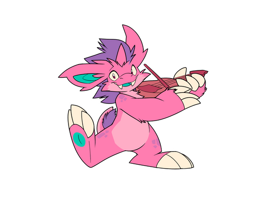Sticker design of Rhubarb playing violin